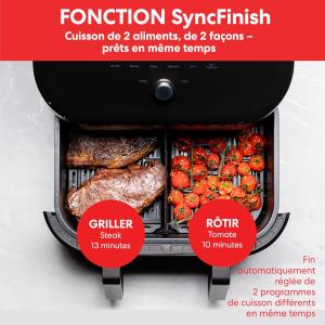 Image AirFryer Instant Vortex Plus VersaZone - SyncFinish - 1700W - Friteuse sans Huile 8-en-1 - Noir