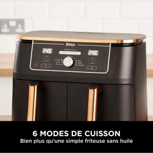 Image Friteuse sans Huile NINJA AF400EUCP Foodi MAX Dual Zone Air Fryer, 2 Tiroirs, 9,5L, 6-en-1 - Cuivre/Noir