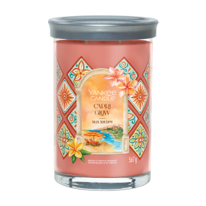 Image Yankee Candle Soleil sur Capri - Bougie Parfumée Notes d'ambre ensoleillé, de plumeria et de zest de citron - 567g - Orange