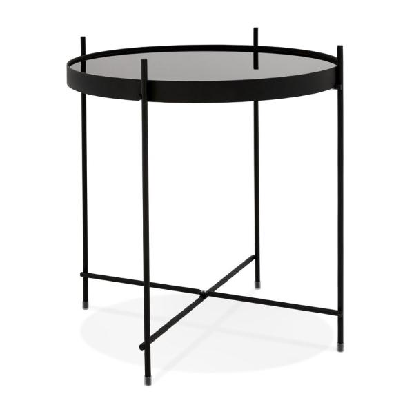Image KOLOS - Table d'appoint pliable - CT00500BL - Plateau en Verre Trempé - Noire