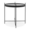 Image KOLOS - Table d'appoint pliable - CT00500BL - Plateau en Verre Trempé - Noire