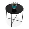 Image KOLOS - Table d'appoint pliable - CT00500BL - Plateau en Verre Trempé - Noire