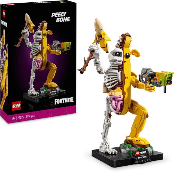 Image Peely Bone LEGO 77072 Fortnite Banane pelée - 1506 Pièces - Figurine Collector Incluant Lanceur de Peinture et pioche pelure