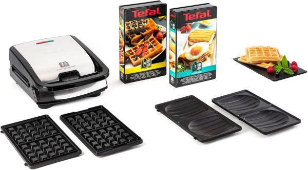 Image Appareil Multifonction Tefal SW853D12 Snack Collection - Croque Monsieur, gaufres et sandwiches, 2 jeux de plaques