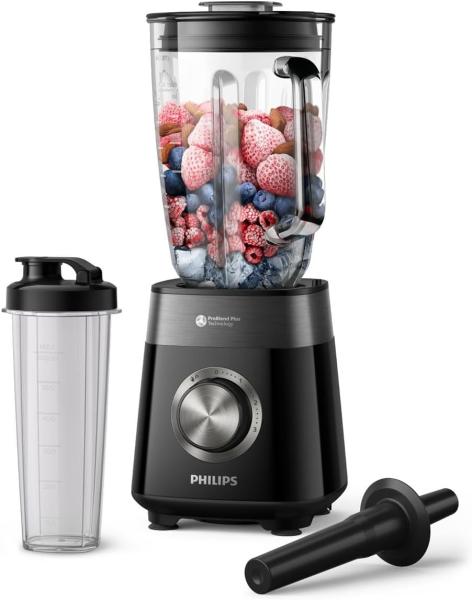 Image Mixeur Philips HR3031/00 Series 5000 Blender - 1200W - Bol verre 2L - 3 vitesses + Pulse, Gourde incluse - Noir