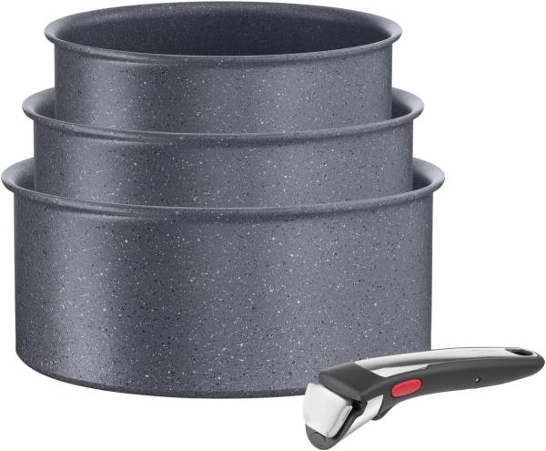 Image Set de 3 casseroles Tefal L7669253 Ingenio Natural On - 16/18/20 cm + poignée amovible - Induction