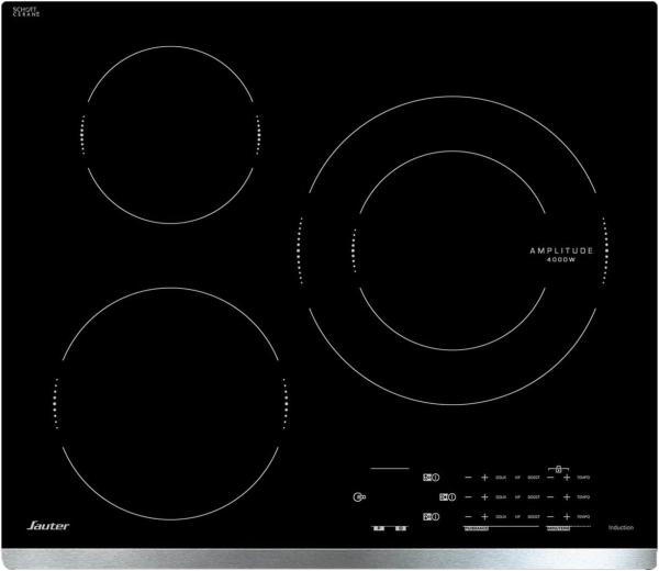Image Plaque Induction Sauter SPI4360X - Table de Cuisson 3 Foyers - 7200W - Noir/Inox
