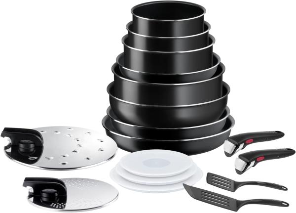 Image Set 17 Pièces Tefal L1599702 Ingenio Easy On - Batterie de cuisine - Poêles, Casseroles, Wok, Sauteuse - Noir