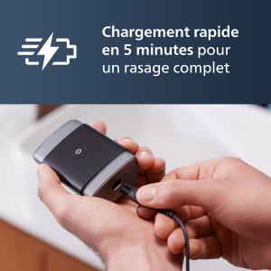 Image Rasoir électrique Nomade Philips PQ888/06 Portable - Lames ComfortCut - Têtes flottantes 3D - Noir