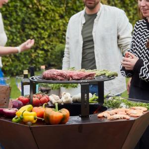 Image Barbecook Nestor Original brasero - Barbecue à Bois - Extérieur avec plancha et Grille surélevée en Acier