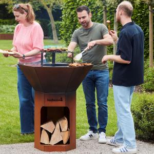 Image Barbecook Nestor Original brasero - Barbecue à Bois - Extérieur avec plancha et Grille surélevée en Acier