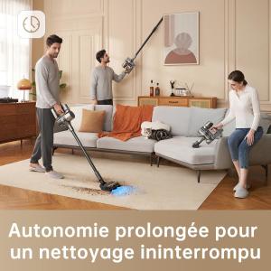 Image Aspirateur Balai sans Fil DREAME R20 190AW - Détection de saleté, Affichage LED - Lumières Bleues - Gris