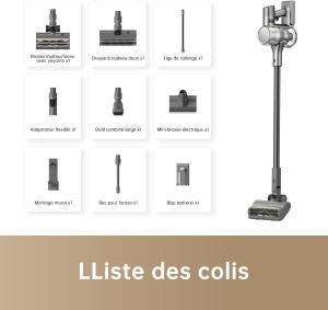 Image Aspirateur Balai sans Fil DREAME R20 190AW - Détection de saleté, Affichage LED - Lumières Bleues - Gris