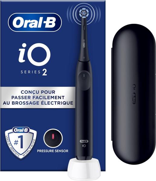 Image Brosse A Dents Electrique Oral-B iO Series 2 - Brosse de Rechange, Porte-Brossettes, Etui De Voyage - Noir