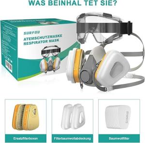 Image Masque Anti Poussiere SURFOU FDMZ-6200 - Filtre de Protection contre les Gaz et Produits Chimiques