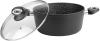 Image Faitout Sitram 711707 - 24cm en aluminium forgé revêtement noir anti-adhérent sans PFOA - Couvercle en verre - Induction - Aspect pierre