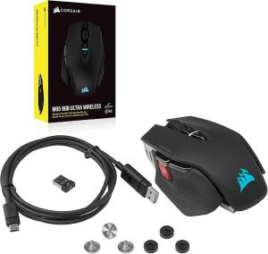 Image Souris Gaming CORSAIR M65 RGB ULTRA WIRELESS FPS Accordable - 26 000 DPI - Sans Fil Sub-1ms - Système de Poids - PC et Consoles - Noir