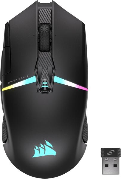 Image Souris Gaming Corsair NIGHTSABRE Wireless RGB FPS/MOBA - 26 000 DPI - 11 Boutons Programmables - Compatible iCUE - Noir