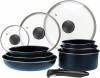 Image Set 10 PCS Sitram 714251 Batterie de cuisine - Aluminium bleu métal mat - Tous feux dont induction