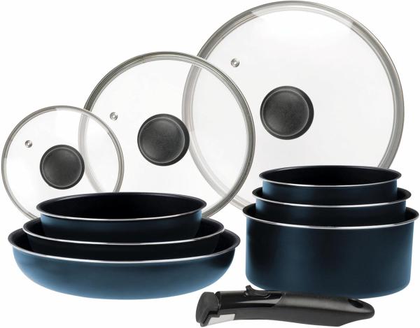 Image Set 10 PCS Sitram 714251 Batterie de cuisine - Aluminium bleu métal mat - Tous feux dont induction