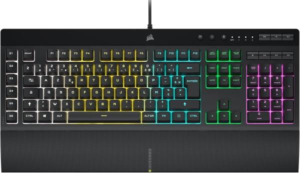 Image Clavier Gaming CORSAIR K55 RGB PRO - Filaire à Membrane – IP42 -  6 Touches Macro Intégration Elgato – Compatible iCUE – AZERTY - Noir