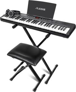 Image Piano Numérique Alesis Melody 61 Touches pour Débutants avec Haut-parleurs + Support, Banc, Casque, Pupitre