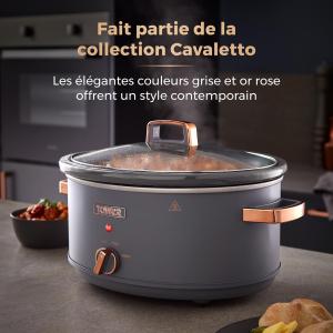 Image Mijoteuse Électrique  Tower T16043GRY Cavaletto - 6,5 L - Gris et Or Rose