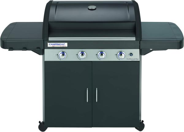 Image Barbecue à gaz Campingaz Class 4 LD Plus InstaClean, 4 brûleurs, Puissance 12.8kW - grille et plancha en fonte double émaillage - Noir