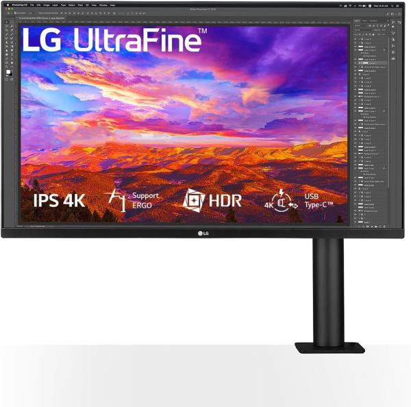 Image Ecran PC UHD 4K 32" LG 32UN88AP-W ERGO UltraFine - dalle IPS résolution 3840x2160, 5ms 60Hz, HDR 10 - USB-C, haut-parleurs