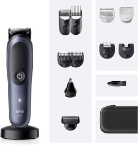 Image Kit Tondeuse Tout-En-Un Braun AIO7565 Series 7 - Lame ProBlade, Technologie AutoSense, 120 Min D'autonomie, Protection SkinGuard - Bleu