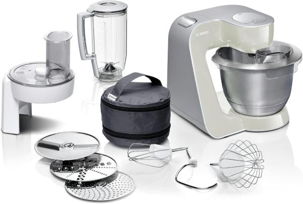 Image Robot pâtissier Bosch MUM58L20 - Bol en acier inoxydable 3,9L - 1000W - Avec accessoires – Couleur gris minéral/argent