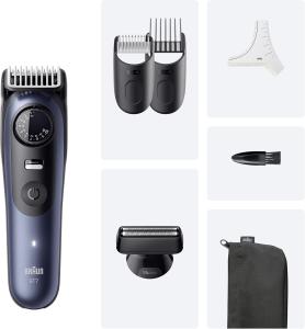 Image Tondeuse À Barbe Braun BT7520 Series 7 - Lame ProBlade Affûtée Et Inusable - 6 Accessoires - Étanche - Bleu