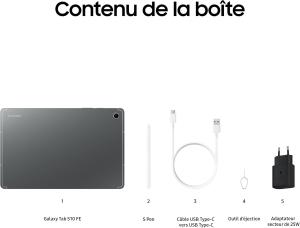 Image [Prime] Tablette Tactile 10,9" Samsung Galaxy Tab S10 FE + Chargeur Rapide + S Pen - 256Go, IP68 - Gris