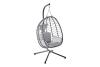Image LIMA - Fauteuil suspendu en résine effet rotin + 1 grand coussin + 1 coussin repose tête - Naturel ou Gris - 160 kg max