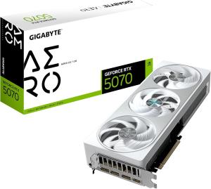 Image Carte graphique Gaming GIGABYTE GeForce RTX 5070 AERO OC 12G - 12Go GDDR7 - NVIDIA DLSS 4 - Blanc - GV-N5070AERO OC-12GD
