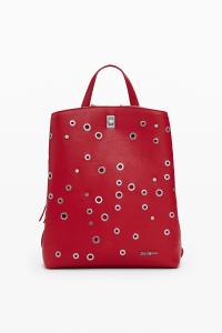 Image Desigual Sac à dos moyen à clous Pour Femme - Rouge - Effet cuir -  26,70 x 10,20 x 35,50 cm