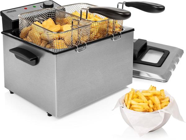 Image Friteuse à huile Princess 185000 - Acier Inoxydable - 5L, 3270W - Couvercle avec filtre et vitre