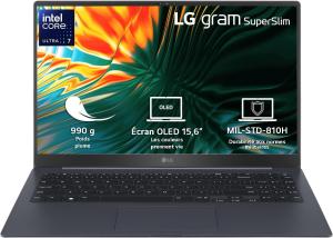 Image PC Portable 15,6" LG Gram Superslim 15Z90ST-G.AA78F - OLED FHD - 990g (Ultra 7 155H, RAM 16Go, SSD 1To) - AZERTY