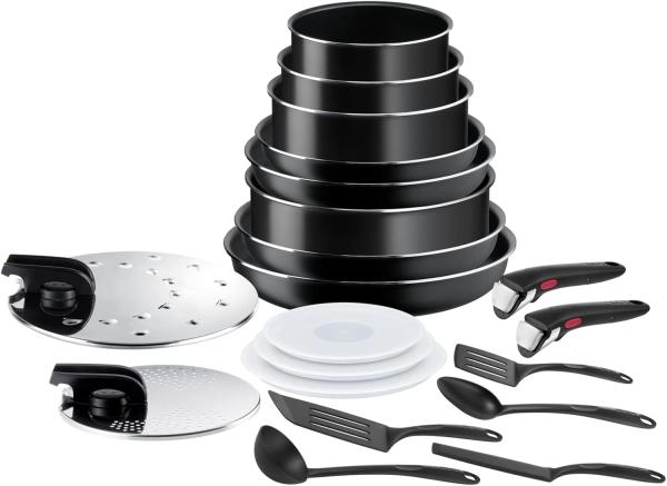 Image Set 20 Pièces Tefal L1599402 Ingenio Easy On - Fabriqué en France - Noir