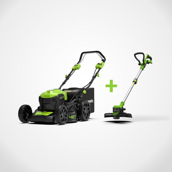 Image Pack Tondeuse à gazon Greenworks GD40LM46SP 40V SP + Coupe-bordure GD24LT33 24V