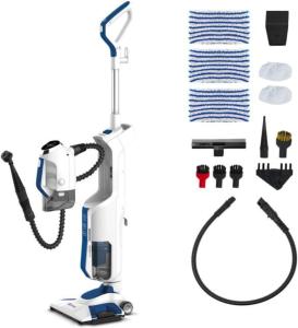 Image Aspirateur Balai Vapeur Polti PTEU0299 Vaporetto 3 Clean_Blue - Nettoyeur Sol Portable 3-en-1 - Blanc/Bleu
