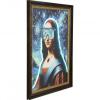 Image Kare Design Lisa - Tableau LED La Joconde - Toile en lin - Cadre en pin massif - 80x100cm - Bleu