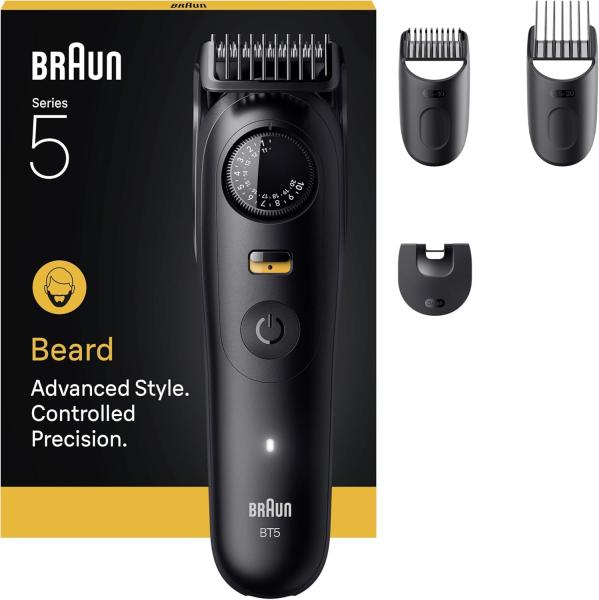 Image Tondeuse À Barbe Braun BT5520 Series 5 - Étanche, Molette De Précision + 4 Accessoires