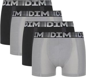 Image Pack x4 Boxers Homme DIM 3D Flex Air Respirabilité & Liberté De Mouvement - 2x Noir et 2x Gris Perle - Taille S à XXL