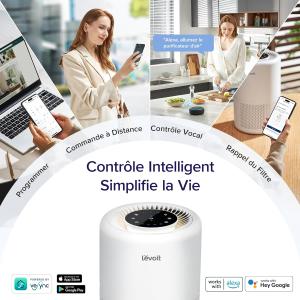 Image Purificateur d'Air LEVOIT Core 200S - Avec Veilleuse - Compatible Alexa -  Blanc