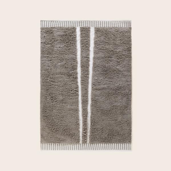 Image Madura Aroune - Tapis de sol - 60cm x 110cm - 100% laine à motifs ethniques - 2400 gr/m² - Gris Cendré