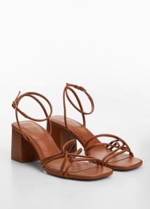 Image Mango Sandales à lanières et talon Femme - Marron moyen - Taille 35 à 42