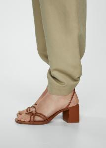 Image Mango Sandales à lanières et talon Femme - Marron moyen - Taille 35 à 42
