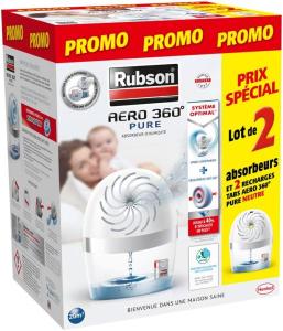 Image Pack Rubson  AERO 360° Pure - Absorbeurs d'humidité - Lot de 2 appareils + 2 recharges