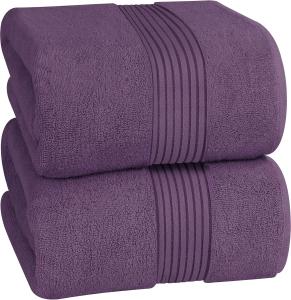 Image Pack 2 Draps de Bain Utopia Towels - Serviettes de Bain Extra Large 100% Coton - 90 x 180 CM - Prune Violet